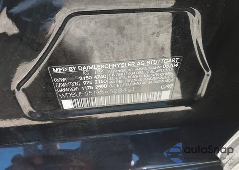 2005 Mercedes-Benz E 320 from USA, damaged, VIN WDBUF65J95A628451